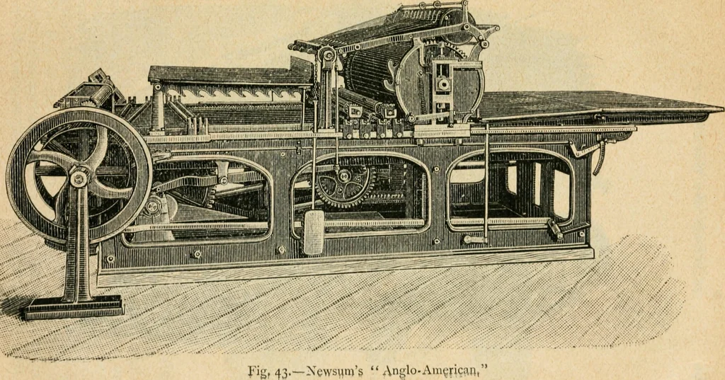 An illustration from The principles and progress of printing machinery, 1900, leaf 112