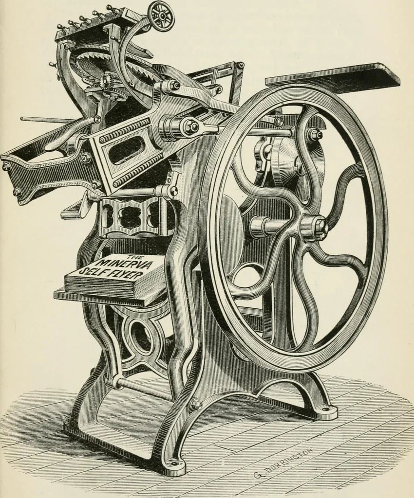An illustration from The principles and progress of printing machinery, 1900, leaf 120