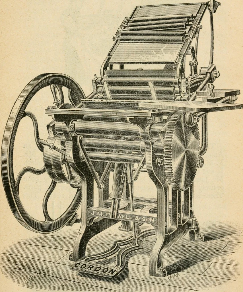 An illustration from The principles and progress of printing machinery, 1900, leaf 126