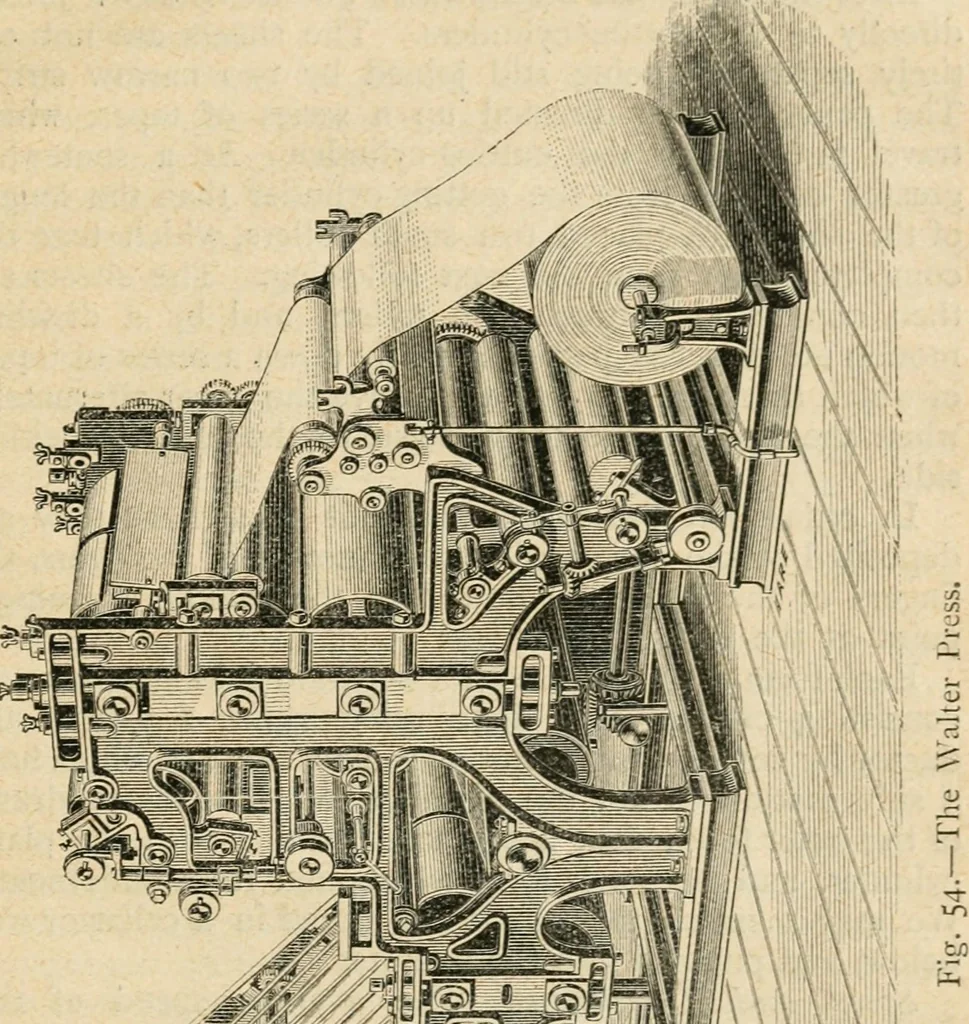 An illustration from The principles and progress of printing machinery, 1900, leaf 134