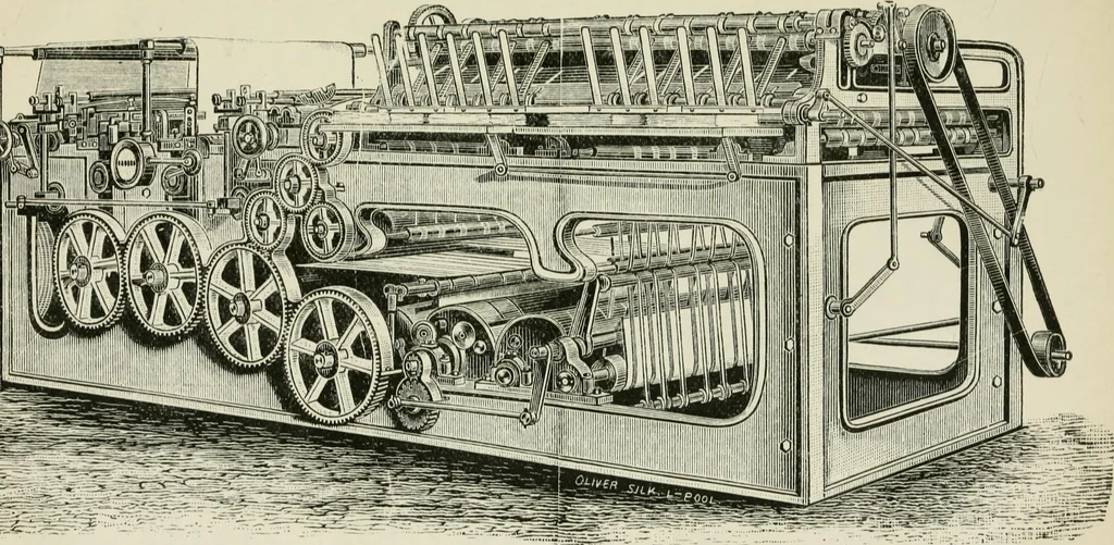 An illustration from The principles and progress of printing machinery, 1900, leaf 141