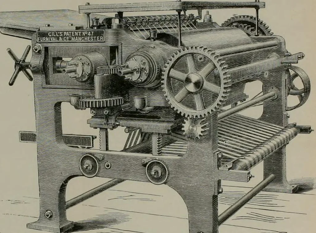 An illustration from The principles and progress of printing machinery, 1900, leaf 157