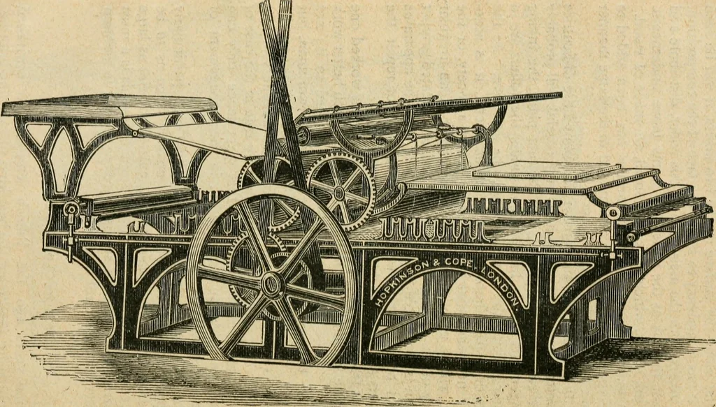 An illustration from The principles and progress of printing machinery, 1900, leaf 85