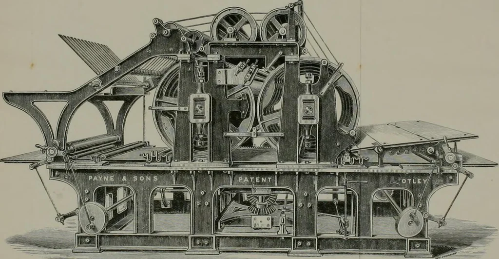 An illustration from The principles and progress of printing machinery, 1900, leaf 95