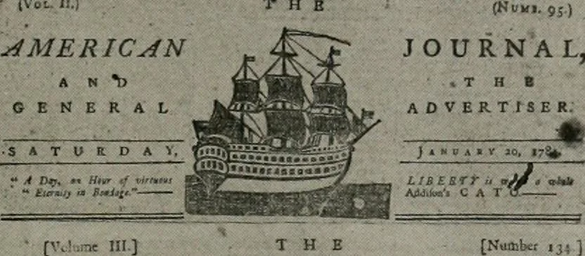 An illustration from Printers and printing in Providence, 1762-1907, 1907, leaf 28