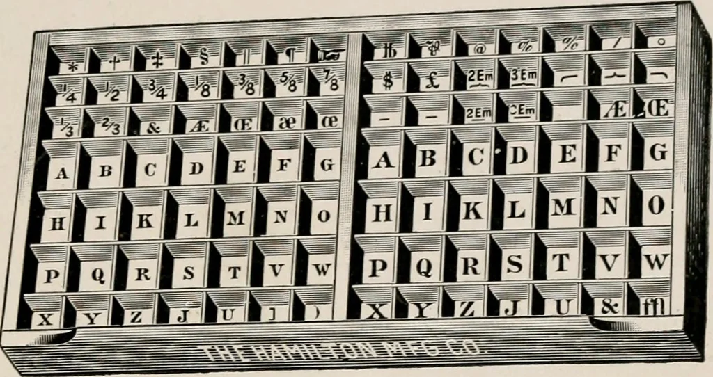 An illustration from Printing and bookbinding for schools, 1914, leaf 22