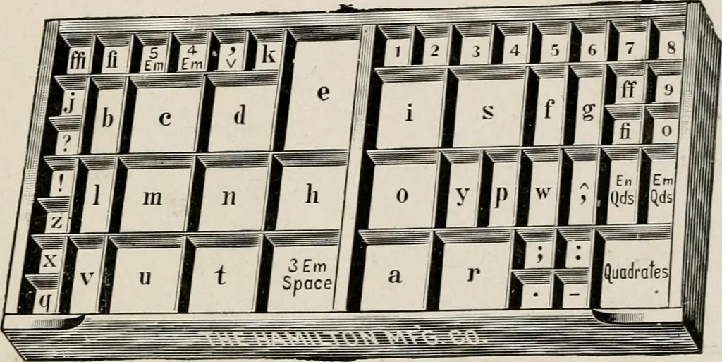 An illustration from Printing and bookbinding for schools, 1914, leaf 22