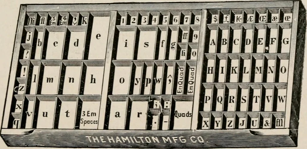 An illustration from Printing and bookbinding for schools, 1914, leaf 22