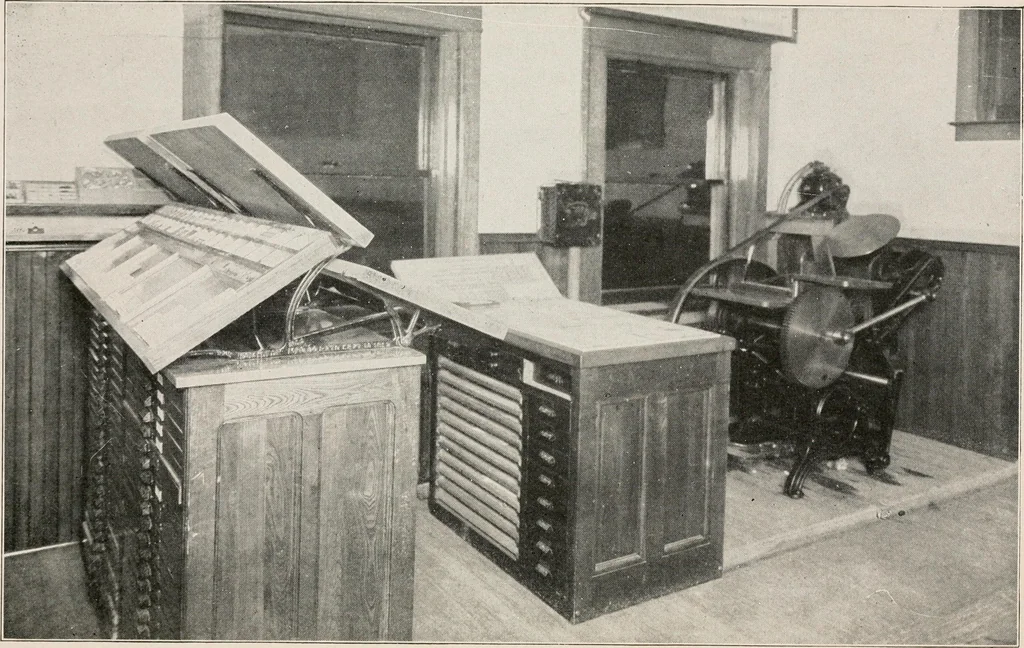 An illustration from Printing and bookbinding for schools, 1914, leaf 75