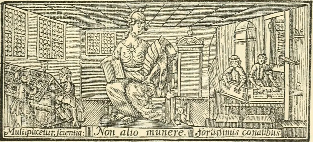 An illustration from Printing types, their history, forms, and use; a study in survivals, 1922, leaf 342