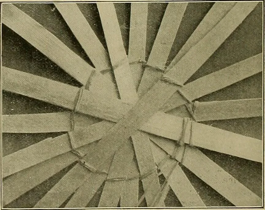 An illustration from The Priscilla basketry book a collection of baskets and other articles with lessons for working and directions for dyeing and staining, 1911, leaf 15