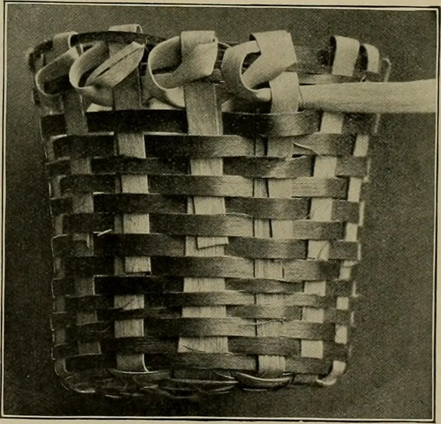 An illustration from The Priscilla basketry book a collection of baskets and other articles with lessons for working and directions for dyeing and staining, 1911, leaf 16