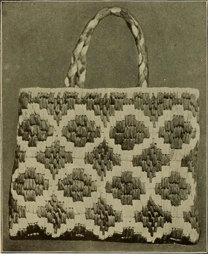 An illustration from The Priscilla basketry book a collection of baskets and other articles with lessons for working and directions for dyeing and staining, 1911, leaf 21