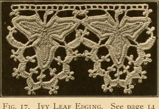An illustration from The Priscilla crochet book, edgings and insertions, no. 2; a collection of beautiful and useful patterns, with directions for working, 1916, leaf 16