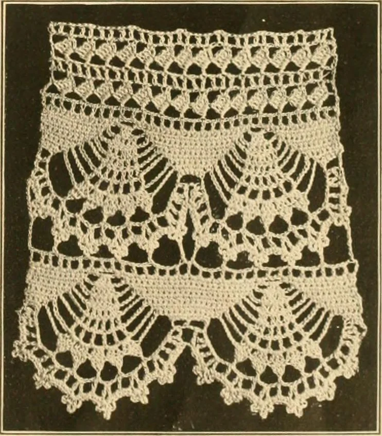 An illustration from The Priscilla crochet book, edgings and insertions, no. 2; a collection of beautiful and useful patterns, with directions for working, 1916, leaf 20