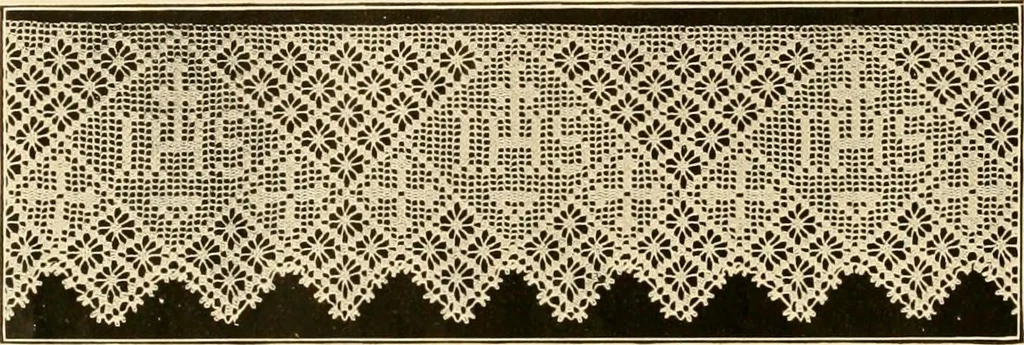 An illustration from The Priscilla crochet book, edgings and insertions, no. 2; a collection of beautiful and useful patterns, with directions for working, 1916, leaf 21