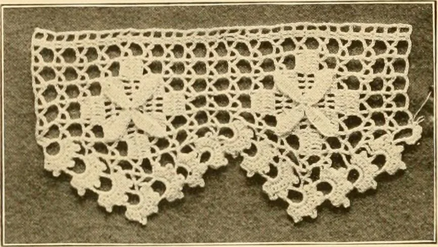 An illustration from The Priscilla crochet book, edgings and insertions, no. 2; a collection of beautiful and useful patterns, with directions for working, 1916, leaf 23