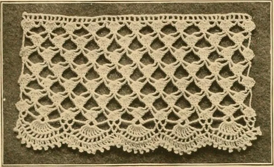 An illustration from The Priscilla crochet book, edgings and insertions, no. 2; a collection of beautiful and useful patterns, with directions for working, 1916, leaf 24