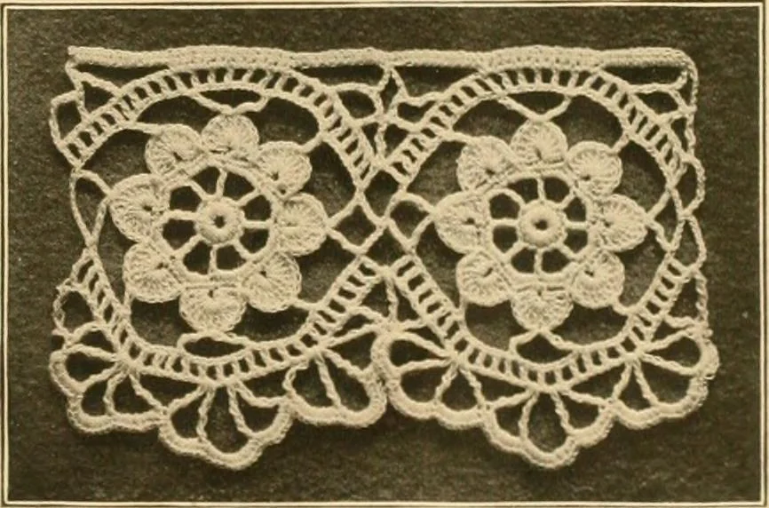 An illustration from The Priscilla crochet book, edgings and insertions, no. 2; a collection of beautiful and useful patterns, with directions for working, 1916, leaf 24