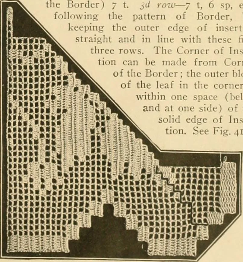 An illustration from The Priscilla crochet book, edgings and insertions, no. 2; a collection of beautiful and useful patterns, with directions for working, 1916, leaf 30