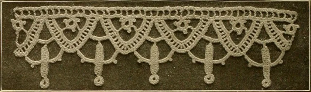 An illustration from The Priscilla crochet book, edgings and insertions, no. 2; a collection of beautiful and useful patterns, with directions for working, 1916, leaf 31