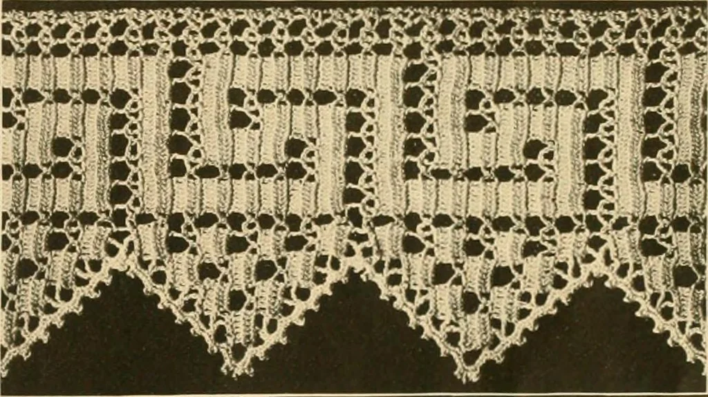 An illustration from The Priscilla crochet book, edgings and insertions, no. 2; a collection of beautiful and useful patterns, with directions for working, 1916, leaf 34