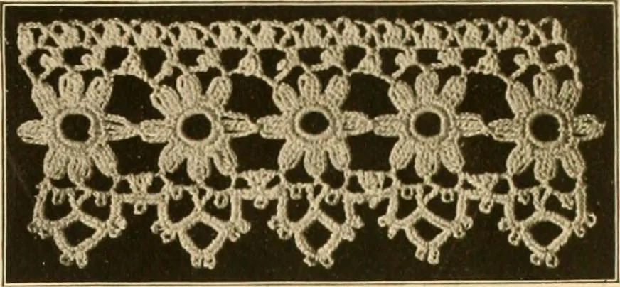 An illustration from The Priscilla crochet book, edgings and insertions, no. 2; a collection of beautiful and useful patterns, with directions for working, 1916, leaf 42