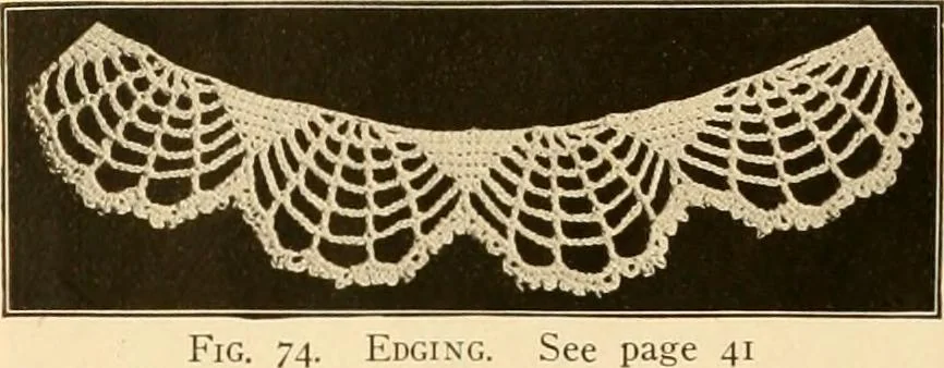 An illustration from The Priscilla crochet book, edgings and insertions, no. 2; a collection of beautiful and useful patterns, with directions for working, 1916, leaf 43