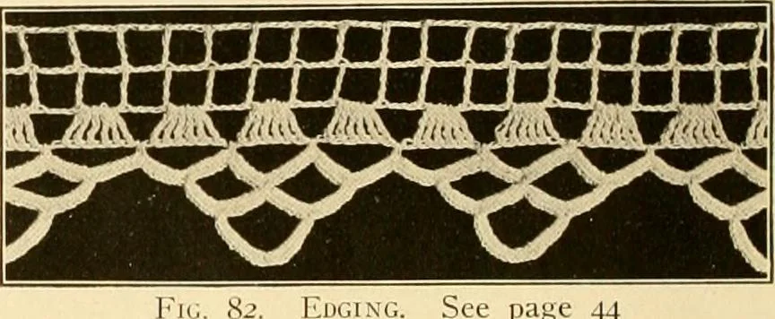 An illustration from The Priscilla crochet book, edgings and insertions, no. 2; a collection of beautiful and useful patterns, with directions for working, 1916, leaf 45