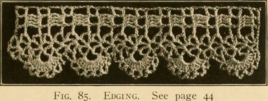 An illustration from The Priscilla crochet book, edgings and insertions, no. 2; a collection of beautiful and useful patterns, with directions for working, 1916, leaf 46