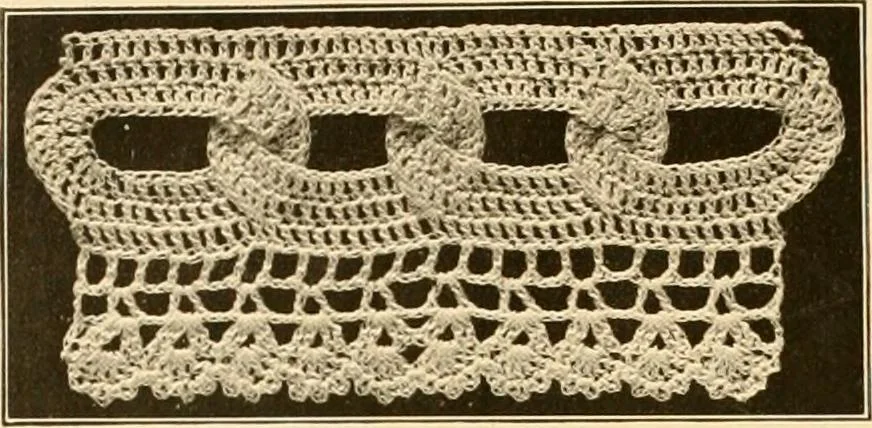 An illustration from The Priscilla crochet book, edgings and insertions, no. 2; a collection of beautiful and useful patterns, with directions for working, 1916, leaf 47