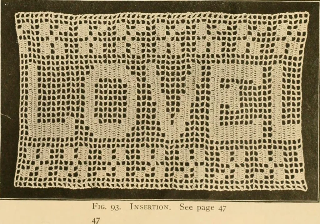 An illustration from The Priscilla crochet book, edgings and insertions, no. 2; a collection of beautiful and useful patterns, with directions for working, 1916, leaf 48