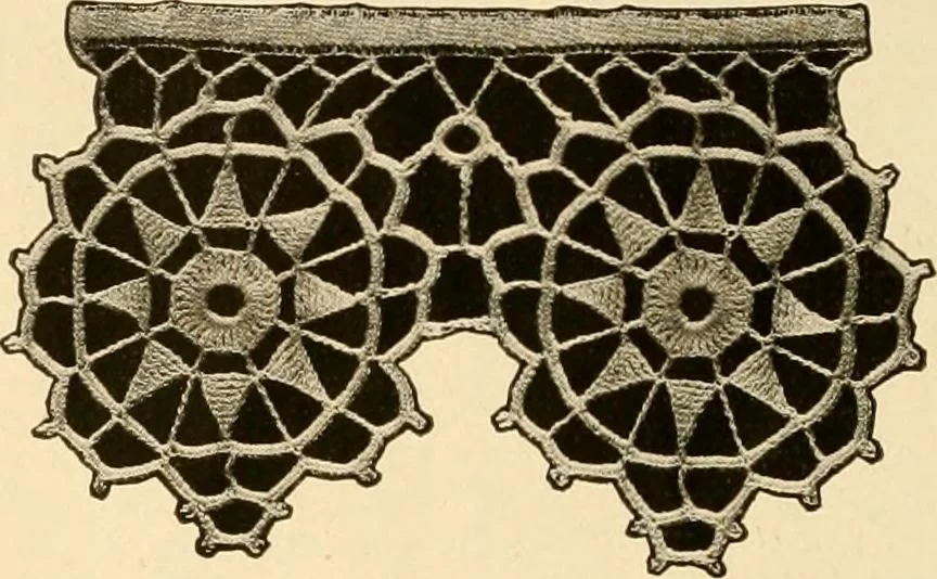 An illustration from The Priscilla crochet book, edgings and insertions, no. 2; a collection of beautiful and useful patterns, with directions for working, 1916, leaf 49