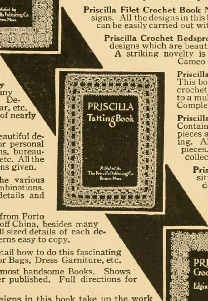 An illustration from The Priscilla crochet book, edgings and insertions, no. 2; a collection of beautiful and useful patterns, with directions for working, 1916, leaf 50