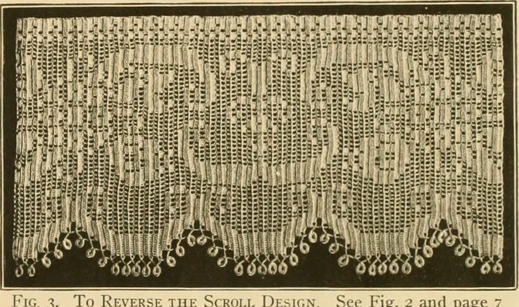 An illustration from The Priscilla crochet book, edgings and insertions, no. 2; a collection of beautiful and useful patterns, with directions for working, 1916, leaf 6