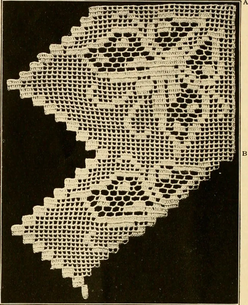 An illustration from The Priscilla crochet book, edgings and insertions, no. 2; a collection of beautiful and useful patterns, with directions for working, 1916, leaf 9
