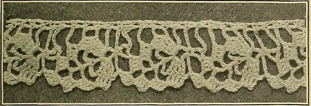 An illustration from The Priscilla crochet book, edgings and insertions; a collection of beautiful and useful patterns, with directions for working, 1913, leaf 10