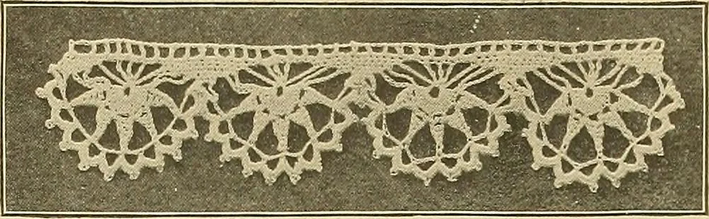 An illustration from The Priscilla crochet book, edgings and insertions; a collection of beautiful and useful patterns, with directions for working, 1913, leaf 10