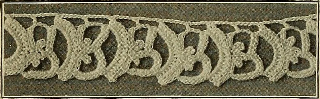 An illustration from The Priscilla crochet book, edgings and insertions; a collection of beautiful and useful patterns, with directions for working, 1913, leaf 11