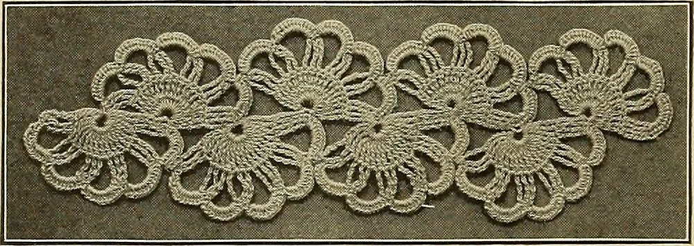 An illustration from The Priscilla crochet book, edgings and insertions; a collection of beautiful and useful patterns, with directions for working, 1913, leaf 12