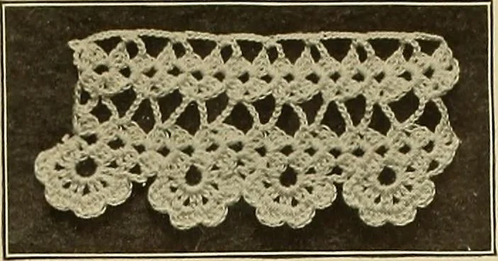 An illustration from The Priscilla crochet book, edgings and insertions; a collection of beautiful and useful patterns, with directions for working, 1913, leaf 13