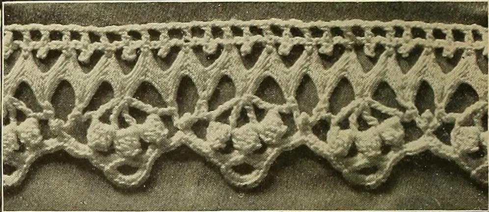 An illustration from The Priscilla crochet book, edgings and insertions; a collection of beautiful and useful patterns, with directions for working, 1913, leaf 13