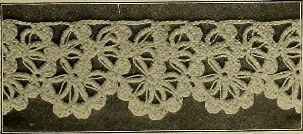 An illustration from The Priscilla crochet book, edgings and insertions; a collection of beautiful and useful patterns, with directions for working, 1913, leaf 14
