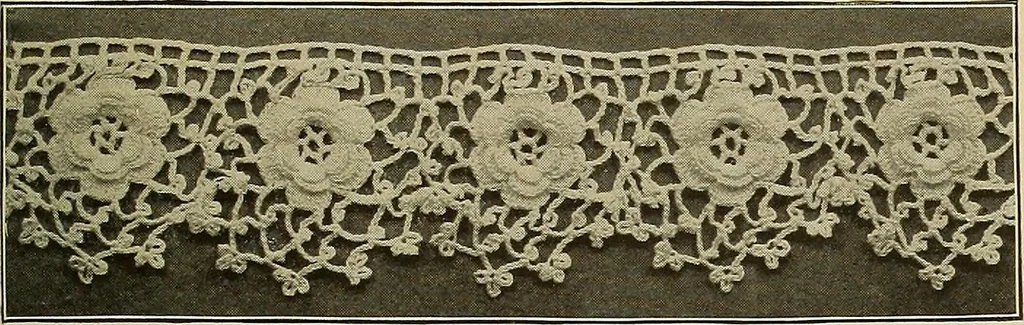 An illustration from The Priscilla crochet book, edgings and insertions; a collection of beautiful and useful patterns, with directions for working, 1913, leaf 16