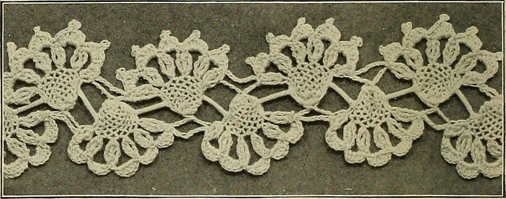 An illustration from The Priscilla crochet book, edgings and insertions; a collection of beautiful and useful patterns, with directions for working, 1913, leaf 17