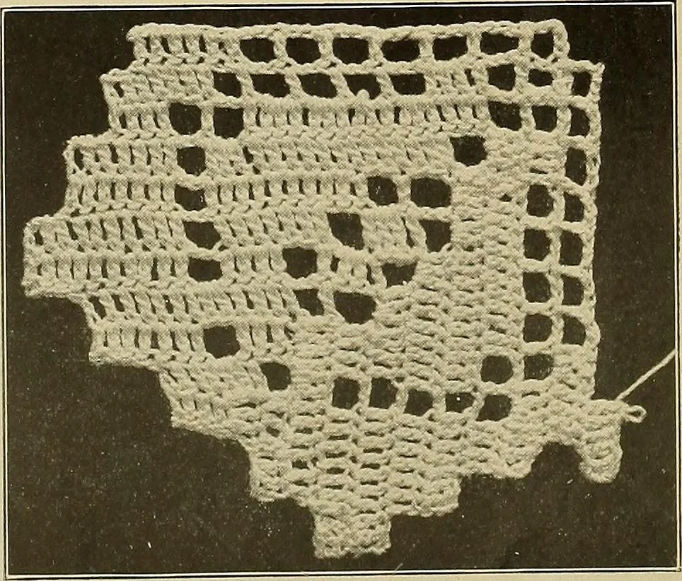 An illustration from The Priscilla crochet book, edgings and insertions; a collection of beautiful and useful patterns, with directions for working, 1913, leaf 20