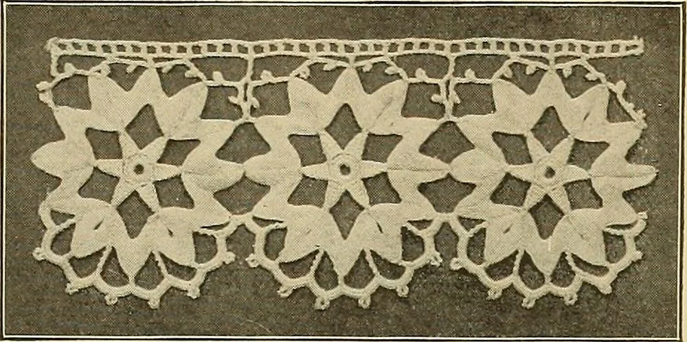 An illustration from The Priscilla crochet book, edgings and insertions; a collection of beautiful and useful patterns, with directions for working, 1913, leaf 24
