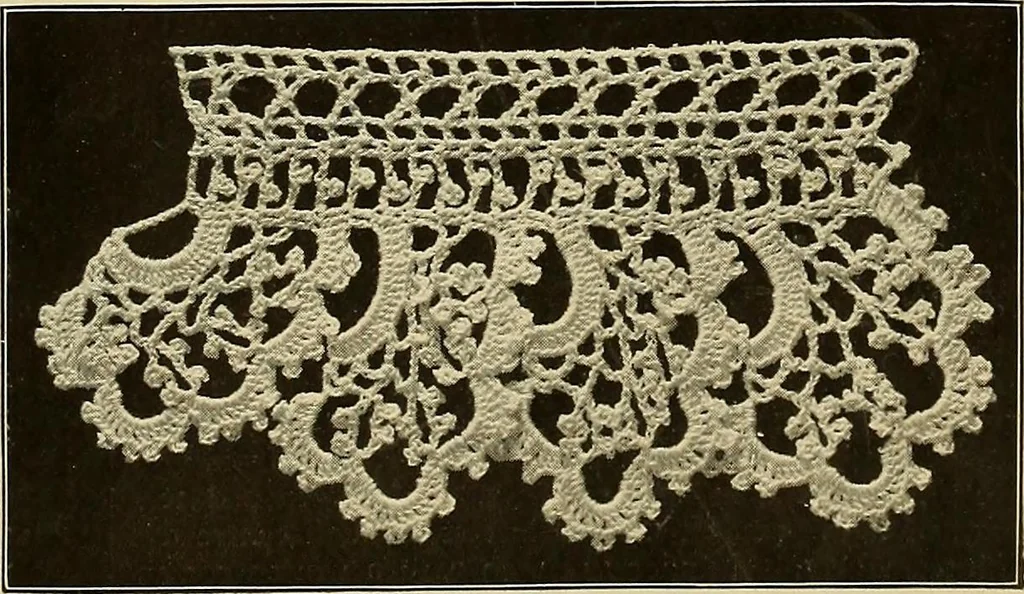 An illustration from The Priscilla crochet book, edgings and insertions; a collection of beautiful and useful patterns, with directions for working, 1913, leaf 24