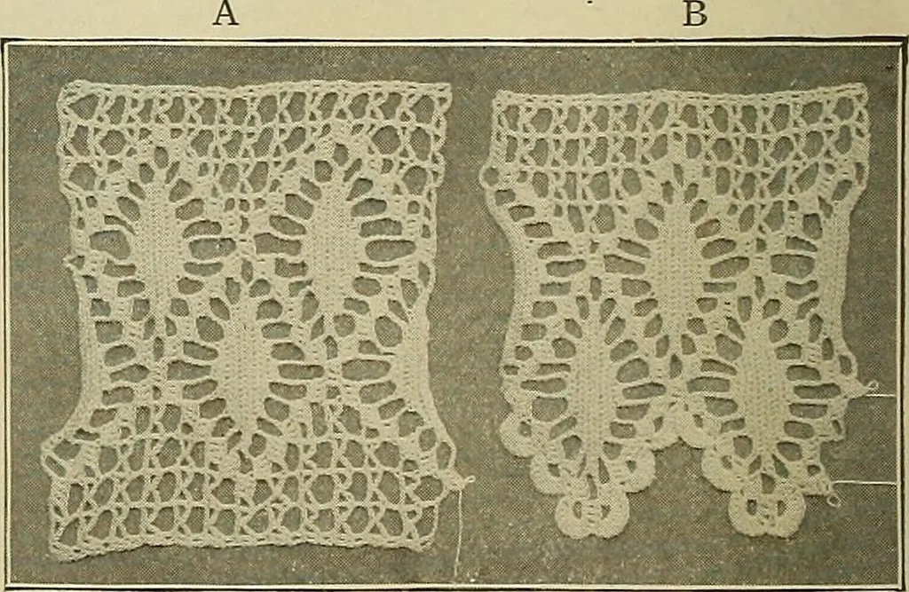 An illustration from The Priscilla crochet book, edgings and insertions; a collection of beautiful and useful patterns, with directions for working, 1913, leaf 25