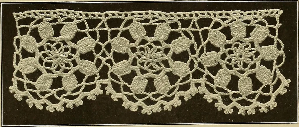 An illustration from The Priscilla crochet book, edgings and insertions; a collection of beautiful and useful patterns, with directions for working, 1913, leaf 28